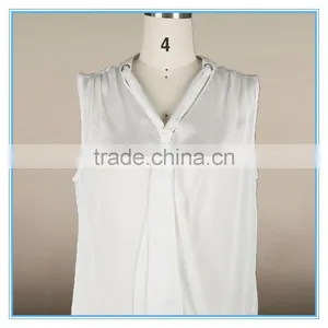 Ladies Sleeveless Chiffon Blouse Silk Charmeuse Fabric New Design Fashion Top thumbnail-4