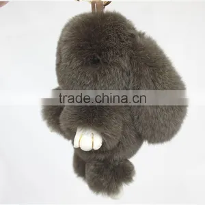 Myfur Brown Customized Big Rabbit Fur Key Pendant for Bag Charm Wholesale thumbnail-3