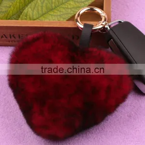 Myfur Korea Style High Quality Rex Rabbit Fur Heart Pattern Keychain Bag Charm Car Pendant Accessory thumbnail-6