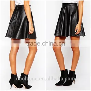 Hot Selling New Look PU Skater Leather Skirt Women Skirt 2016 thumbnail-1