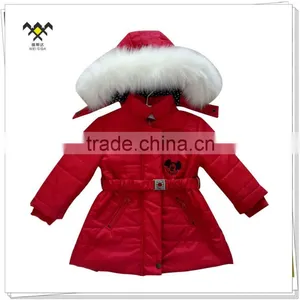 Red Girl Zipper Winter Quilted Denim Jackets thumbnail-1