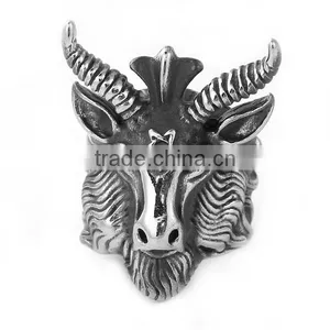 Titanium Steel Unadjustable Rings Antique Silver Sheep thumbnail-1