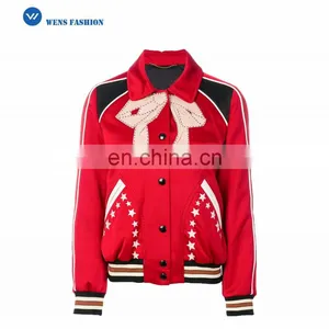 Women's Classic Stand Collar Button Up Embroidered Star Jacket thumbnail-1