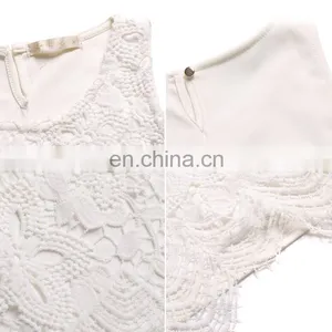 Wholesale Women Sexy White Lace Sleeveless Crop Tops thumbnail-6