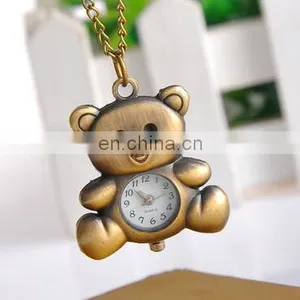 New Fashion Cute Pocket Watch Little Bear Pendant Necklace Women Dress Quartz Watches Gift thumbnail-1