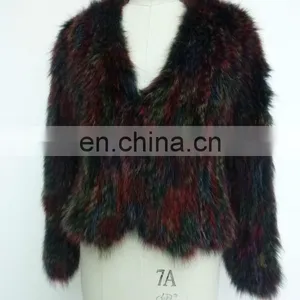 2013 Latest Genuine Raccoon Fur Knitting Jacket thumbnail-2
