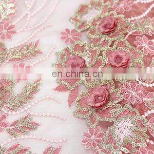 Textile China Supplier Fabric Wedding African Embroidery Lace Fabric Handwork French Lace Fabric thumbnail-2