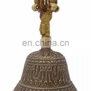 Tibetan Religious Brass Quality Bell Hand Vajra Dharma Objects Tibetan Buddhist Meditation Bells and Dorje Indian Antique thumbnail-4