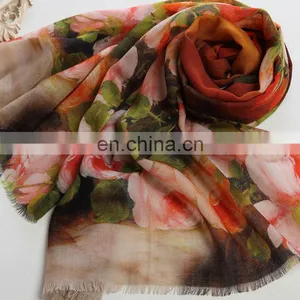 Fashion Digital Print Women Wool Sweden Scarf thumbnail-1