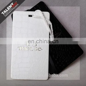 Custom Private Design Black & Withe Embossing Paper Hot Stamping Gold Hangtag for Clothing thumbnail-2