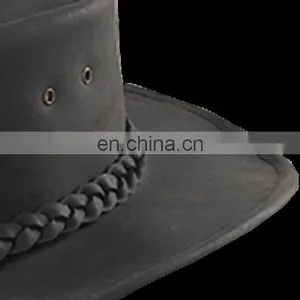 Top Quality Genuine Cow Leather Hat Black Color 2018 thumbnail-3