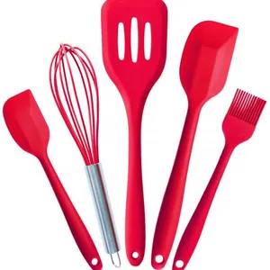 Free Sample Food Grade Nontoxic Silicone Kitchen Utensil Cooking Tool Set of 5pieces thumbnail-1