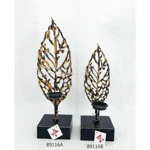New Design Metal Hollow Leaf Shape Candle Holder for Home Decoration thumbnail-3