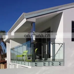 Custom Design Banister 316 Terrace Handrail Stainless Steel Glass Balustrade thumbnail-3