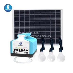 ZONERGY 60w Panel Mini DC Battery Light Kit Solar Energy System Generator TV Fan thumbnail-1