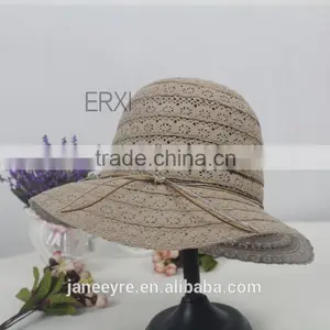 Newest Design Ladies Summer Sun Foldable Straw Hat Wholesale thumbnail-1