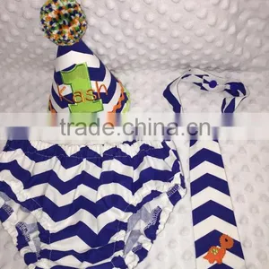 Blue Boys Cake Smash Chevron Outfit thumbnail-1