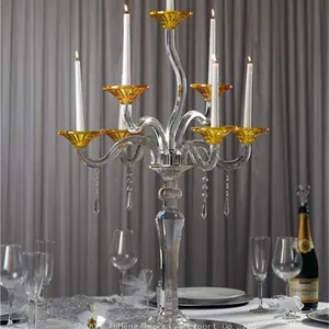 Handmade Glass Candle Holder Crystal Glass Candle Holder Center Pieces Wedding Table thumbnail-2