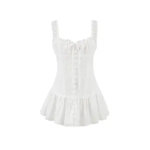 French Style Chic Little Girl Style Wrap-around Sleeveless Dress for Women, Slimming Waist, Shaping Figure, Showing off Slimming Curves, Pleated A-line Short Skirt in Solid Color. thumbnail-5