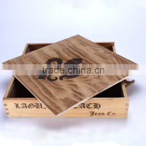 Retro Antique Wooden Gift Storage Box Oversize Vintage Square Wooden Box thumbnail-3