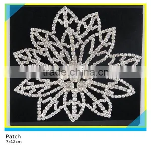 Bridal Accessories Jewelry Applique Sew on Clear Rhinestone Chain Patch 14x21cm thumbnail-2