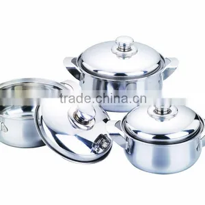 Stainless Steel Cookware Set 3pcs Belly Casserole Set thumbnail-1