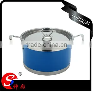 5pcs Double Bottom Capsule Buttom Colored Stock Pot With Glass Lid/ Soup Cookware Sets thumbnail-4