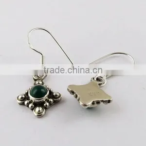 Artisan Green Onyx 925 Sterling Silver Earring, Gemstone Silver Jewelry, Indian Silver Jewelry thumbnail-6