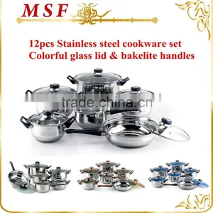 MSF-3020 $ 10.49USD 12pcs Stainless Steel Cookware Set Black, Green, Blue & Brown 4 Colors to Choose Most Popular Pomotion Set thumbnail-1