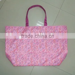 China Factory Supply Beautiful Fashion Polyester Shopping Bag, Eco Friendly Shopping Bag,heart Artwork Shoppingbag thumbnail-1