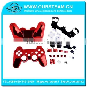 Red Chrome Faceplate for PS3 Wireless Controller Chrome Housing for PS3 Controller Full Shell and Full Set Buttons thumbnail-6