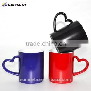 Sunmeta Whole Sale 11oz Blank Sublimation Color Changing Mug Heart Handle thumbnail-2