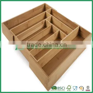 FB5-1059 Kitchen Bamboo Expandable Utensil Tray Drawer Organizer thumbnail-2