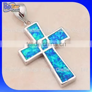 Opal Jewelry Factory Custom Wholesale 925 Sterling Silver Synethic Opal Pendant thumbnail-1