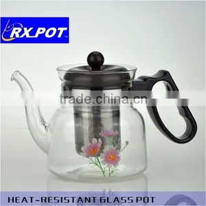 Creative Life Series - Glass Tea Pot + Tea Infuser Strainer ,Lead-free Heat-resistant Borosilicate Glass 600B/1400B/2000B thumbnail-1