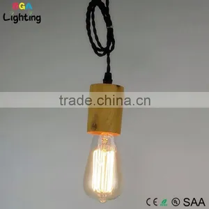 Living Room Lighting E27 Wood Pendant Light Parts thumbnail-1
