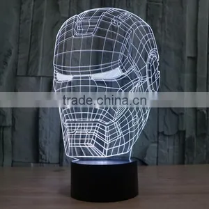 IRON MAN Shape Skull 3d Illusion Lamps Acrylic Indoor USB + Battery Operated Decorative Led Night Light thumbnail-5