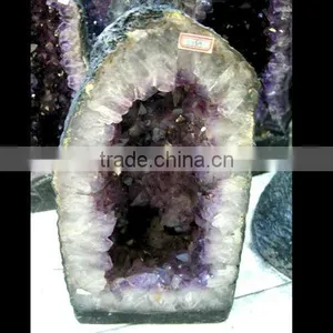 Natural Rock Amethyst Quartz Crystal Geode thumbnail-1