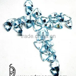 Sky Blue Topaz Semi Precious Gemstone Trillion Cut Faceted Lot For Silver Ring From Jaipur thumbnail-1