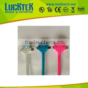 Flat 3 in 1 USB Cable With LED Smile Face thumbnail-1