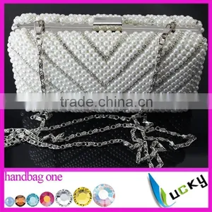 Top Quality Crystal Bags 100% Handmade Pearl Beaded Luxurious Party Bags Various Ladies Evening Handbag thumbnail-1