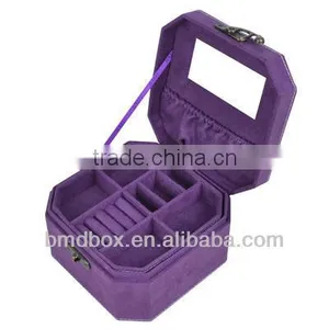 Octagonal Shape Exquisite Flocking Cheap Jewellry Box thumbnail-2