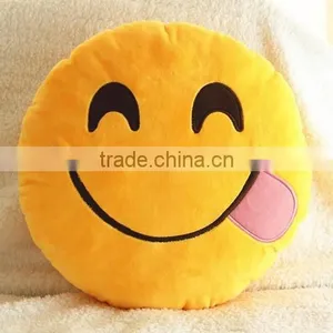 20 Styles Emoji Smiley Emotion Round Cushion Home Pillow Stuffed Plush Soft Toy Almofada Cushion Cover Christmas Present thumbnail-4