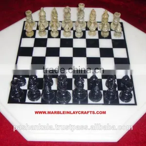 White Marble Chess Design Table thumbnail-1