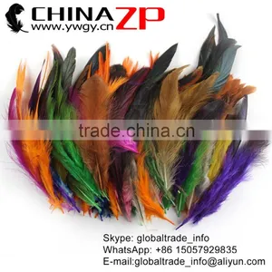 Top Supplier ZPDECOR Good Quality Colored Mix Colors Chicken Half Bronze Rooster Schlappen Feathers for Decoration thumbnail-1