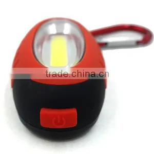 Hot Sales Promotion Egg Shape High Power COB LED Keychain Light Cheaper Gift Carabiner Bag Reflector Flashlight Rubber Coating thumbnail-3