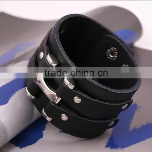 Stainless Steel Leather Wrap Bracelet With Good Quality and Low Price thumbnail-4