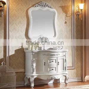 WTS-821SYO French Antique Style White Wooden Single Undermount Sink Used Bathroom Vanity Cabinets thumbnail-5