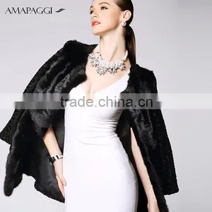 Cheap Price Black Mink Fur Coat With Kara thumbnail-2