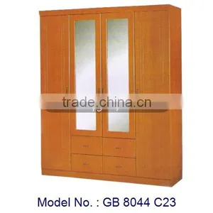 Bedroom Furniture MDF 4 Doors Wardrobe WIth Mirror, Malaysia Bedroom Furniture, Simple Wardrobe Designs, Cabinet Designs Bedroom thumbnail-1